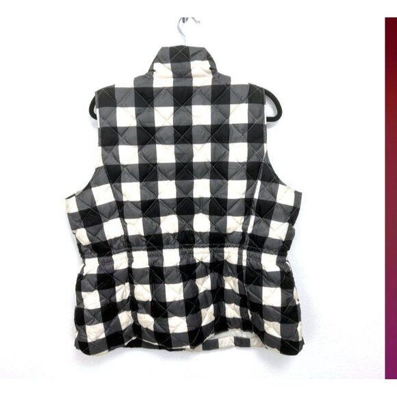 Talbots Down Filled Puffer Vest Buffalo Plaid Check  Black Cream Woman Size 1X - Picture 5 of 10